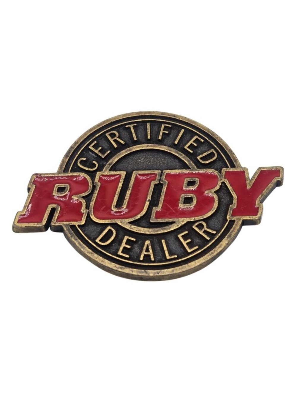 Ruby Certified Dealer Belt Buckle Vintage Diesel Agriculture Advertising Farm